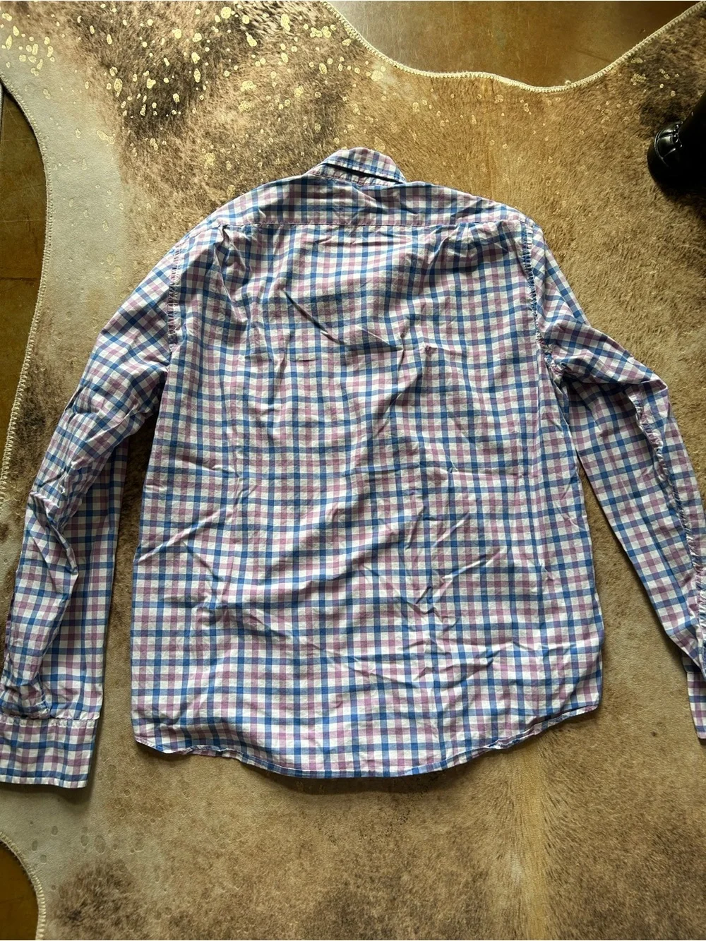 J. Crew Pink, Blue and White Plaid Button-Down Shirt